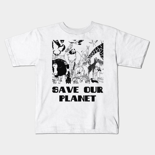 Save our planet Kids T-Shirt by Hadderstyle